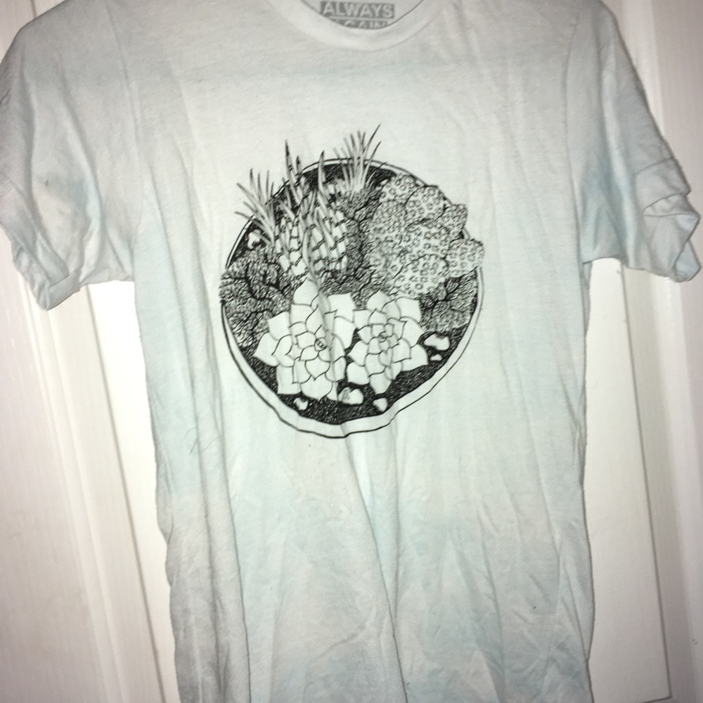 always and again blue white tie dye succulent t